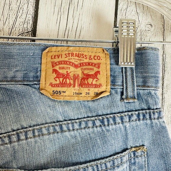 Womens Levis 505 Denim Light Wash Blue Jeans Red Tab Regular Fit Size 16 Slim - Picture 5 of 8